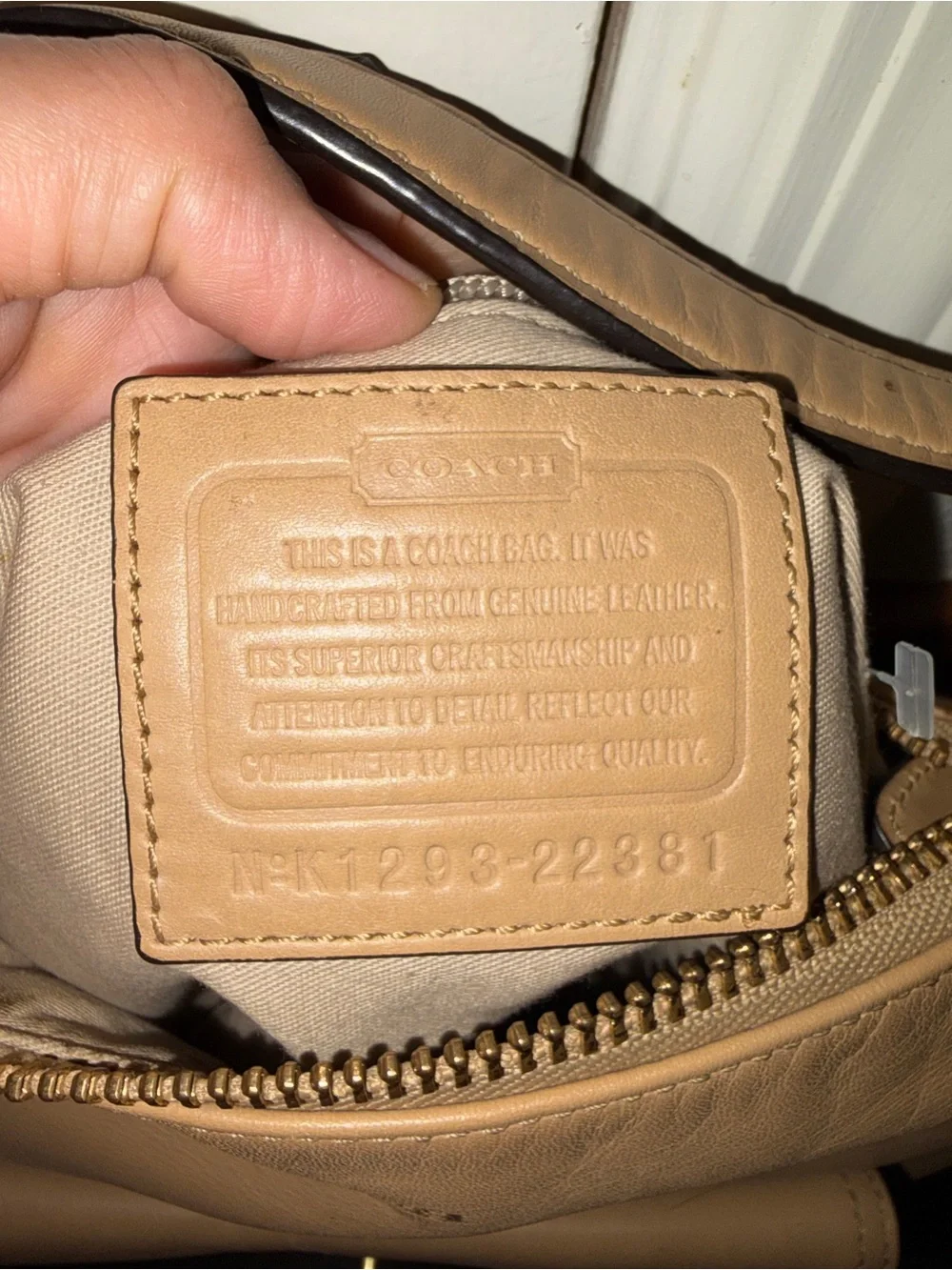 Coach Leather Shoulder Bag in Light Beige/Tan